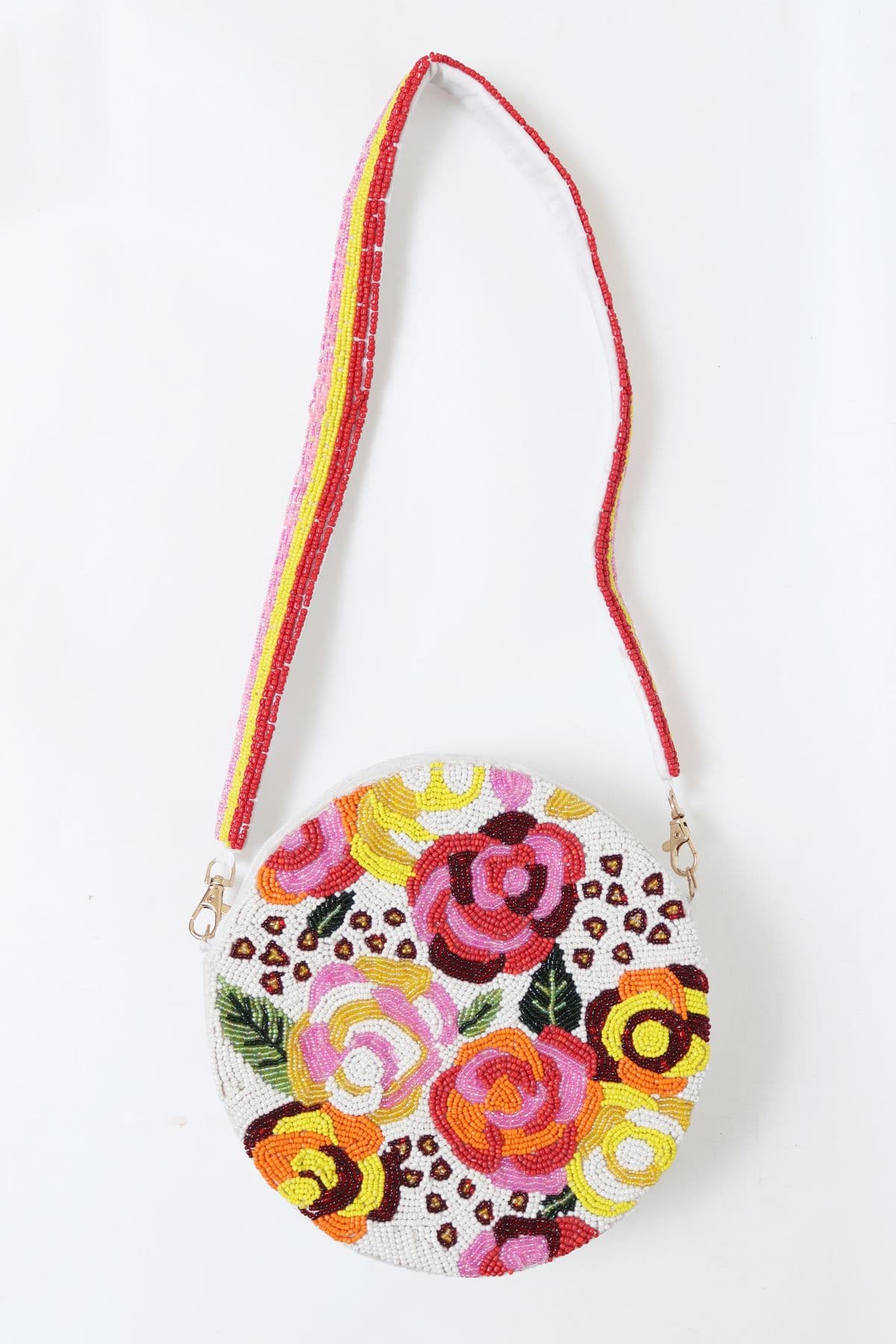 Floral round beaded bag